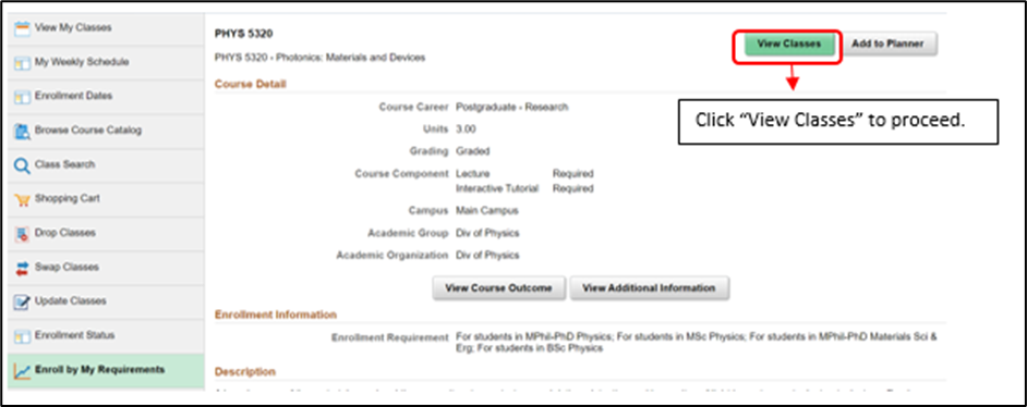Enrol by My Requirements